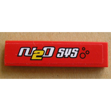 red tile 1 x 4 with n2o sys and bubbles pattern sticker - set 8681