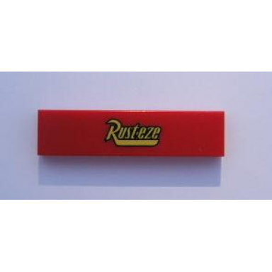 red tile 1 x 4 with gold and black rust-eze pattern