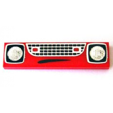red tile 1 x 4 with mouth grille and headlights pattern