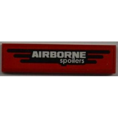 red tile 1 x 4 with airborne and spoilers pattern sticker - set 8186