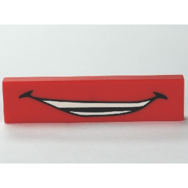 red tile 1 x 4 with smile open mouth pattern