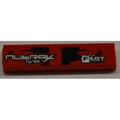 red tile 1 x 4 with nutrax tyres and fast fuel pattern sticker - set 8198