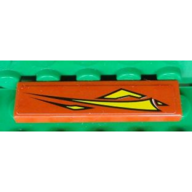 red tile 1 x 4 with yellow graphics on red background pattern model right side sticker - set 8681