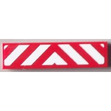 red tile 1 x 4 with white danger stripes on transparent background pattern sticker - set 60002