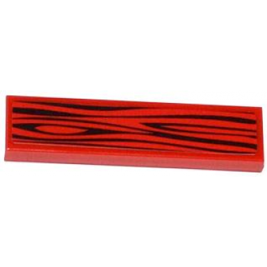 red tile 1 x 4 with wood grain on red background pattern sticker - set 70505