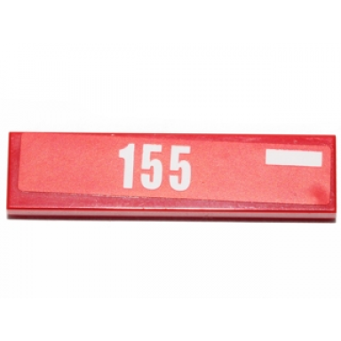 red tile 1 x 4 with white rectangle and number 155 pattern model right side sticker - set 30193