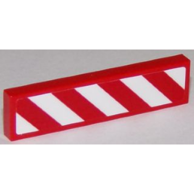 tile 1 x 4 with red and white danger stripes thick white corners pattern left sticker - sets 60111 60116