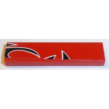 red tile 1 x 4 with black togokahn pattern model middle front sticker - set 8159