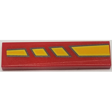 red tile 1 x 4 with bright light orange and dark bluish gray tapered and broken lines pattern model left side sticker - set 10200
