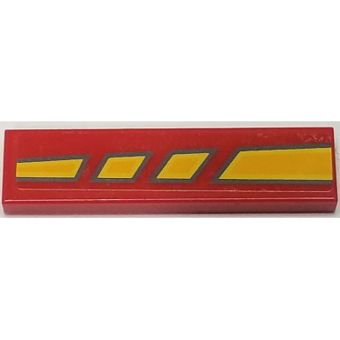 red tile 1 x 4 with bright light orange and dark bluish gray tapered and broken lines pattern model right side sticker - set 10200