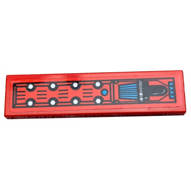 red tile 1 x 4 with engine on red background pattern sticker - set 42073