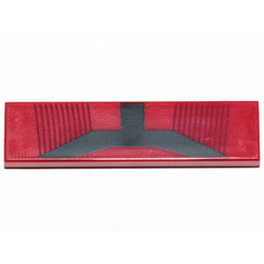 red tile 1 x 4 with black lines and angular stripe pattern brickheadz sith trooper helmet front