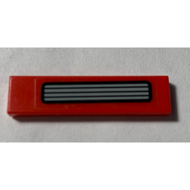 red tile 1 x 4 with silver grille pattern sticker - set 5533