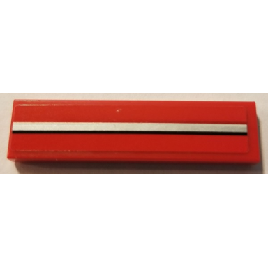 red tile 1 x 4 with silver side trim pattern sticker - set 75894