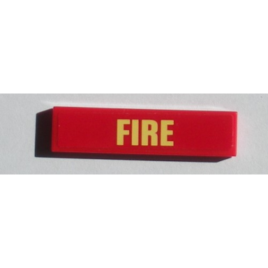 red tile 1 x 4 with fire on red background pattern sticker - set 60214