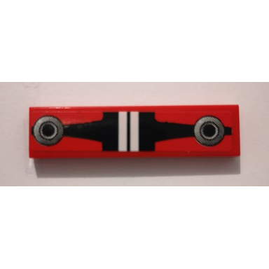 red tile 1 x 4 with white stripes and silver circles on red background pattern sticker - set 8864