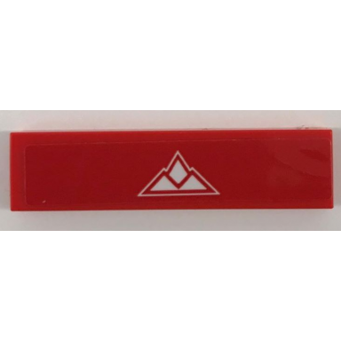 red tile 1 x 4 with white mountains on red background pattern sticker - set 60222