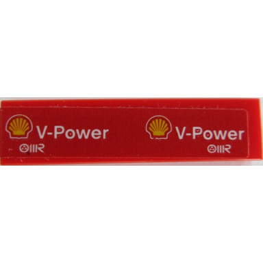 red tile 1 x 4 with white v-power shell logo and iir pattern sticker - set 75879