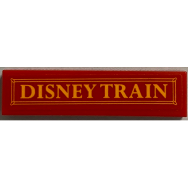 red tile 1 x 4 with yellow disney train on red background pattern sticker - set 71044