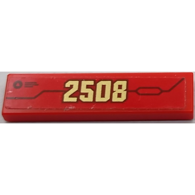 red tile 1 x 4 with gold 2508 and armor plate outlines pattern sticker - set 70677