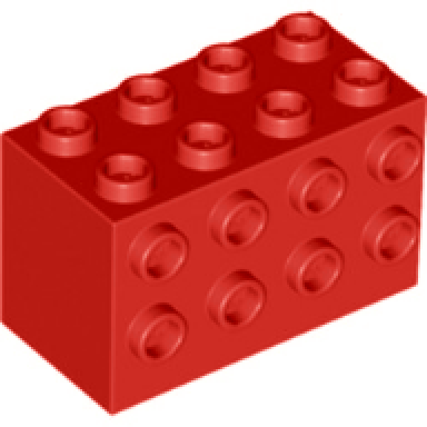 red brick modified 2 x 4 x 2 with studs on sides