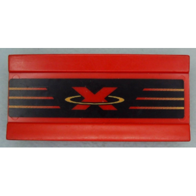 red vehicle spoiler plow blade 6 x 3 with hinge with red and yellow extreme team logo pattern sticker - sets 2963 6568 6589