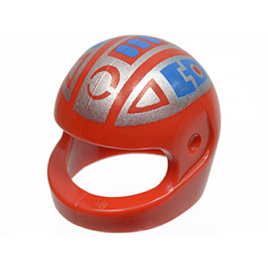 red minifigure headgear helmet motorcycle standard with blue and silver spyrius pattern