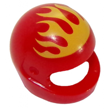 red minifigure headgear helmet motorcycle standard with yellow flames pattern