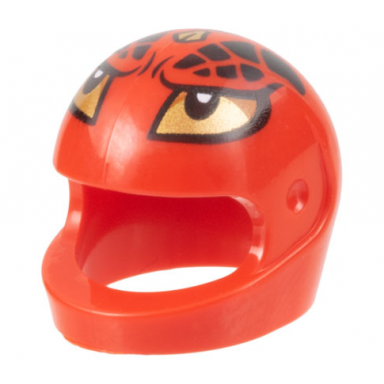 red minifigure headgear helmet motorcycle standard with gold eyes and horns black scales pattern
