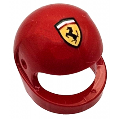 red minifigure headgear helmet motorcycle standard with ferrari logo pattern