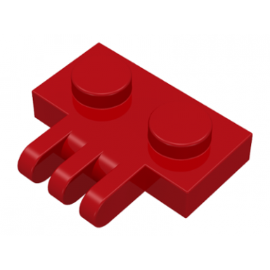 red hinge plate 1 x 2 with 3 fingers on side