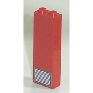 red brick 1 x 2 x 5 with vent pattern sticker - set 7892