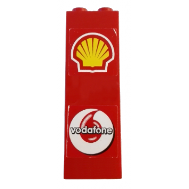 red brick 1 x 2 x 5 with shell and vodafone logos pattern stickers - set 8144-1