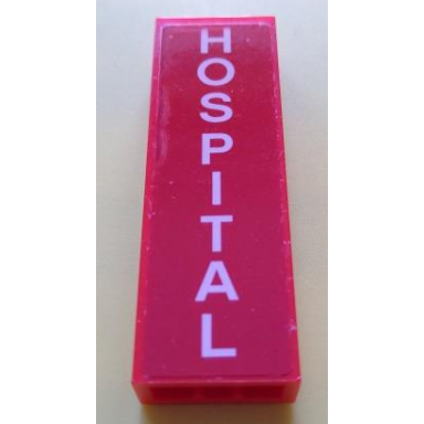 red brick 1 x 2 x 5 with white hospital vertical pattern sticker - set 60204