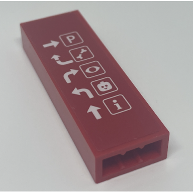 red brick 1 x 2 x 5 with parking information arrow sign pattern sticker - set 60204