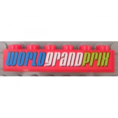red brick 2 x 6 with world grand prix pattern sticker - set 8484