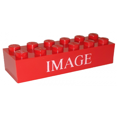 red brick 2 x 6 with white image pattern