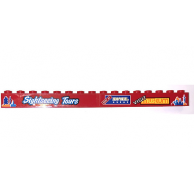 red brick 1 x 16 with stay at hotel visit museum and sightseeing tours pattern model left side stickers - set 60200