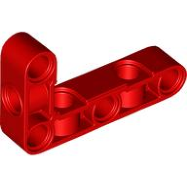 red technic liftarm modified perpendicular holes bent thick l-shape 3 x 5