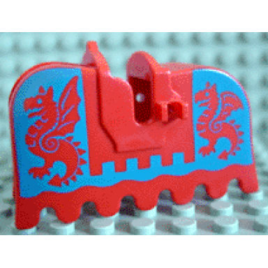 horse barding ruffled edge with dragons on blue background pattern