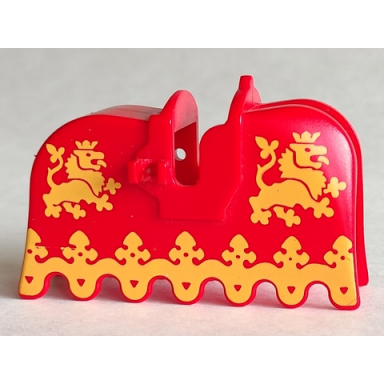 red horse barding ruffled edge with yellow lions pattern