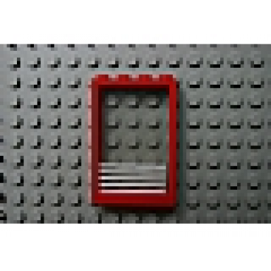 red window 1 x 4 x 5 with trans-clear glass with 5 white stripes pattern sticker - sets 1490 6380 6398