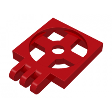 red turntable 2 x 2 plate with hinge with 3 fingers base