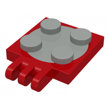 red turntable 2 x 2 plate with hinge with 3 fingers with light gray top 251 3679