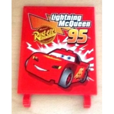 red flag 6 x 5 with lightning mcqueen 95 and rust-eze logo pattern sticker - set 8486