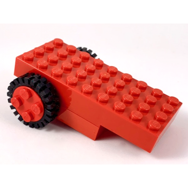 red pullback motor 9 x 4 with 2 black tire 24mm d x 8mm offset tread - interior ridges 2574 3483