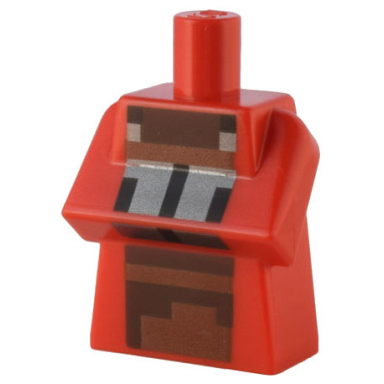 red torso modified long with folded arms with pixelated dark brown and reddish brown apron and silver hands pattern