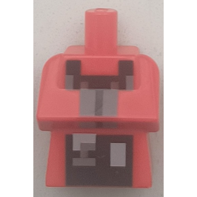 red torso modified long with folded arms with pixelated black dark bluish gray light bluish gray and reddish brown minecraft mason villager pattern