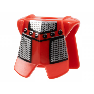 red minifigure armor breastplate with leg protection with adric kentis chain mail pattern