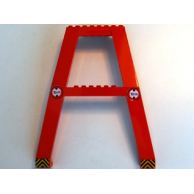 red support crane stand double with 10m clearance and black and yellow danger stripes pattern stickers - set 6542